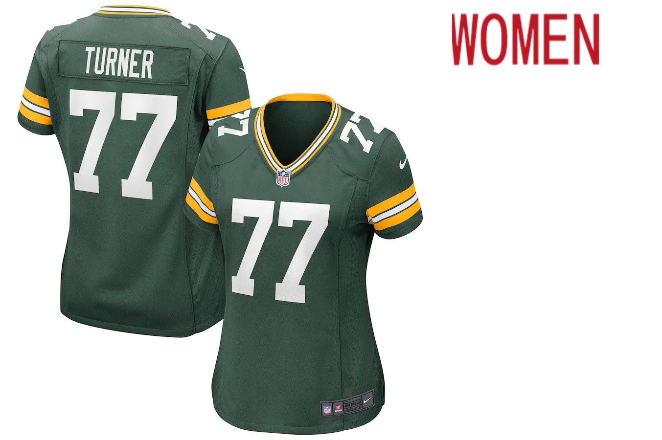 Women Green Bay Packers #77 Billy Turner Nike Green Game NFL Jersey->women nfl jersey->Women Jersey